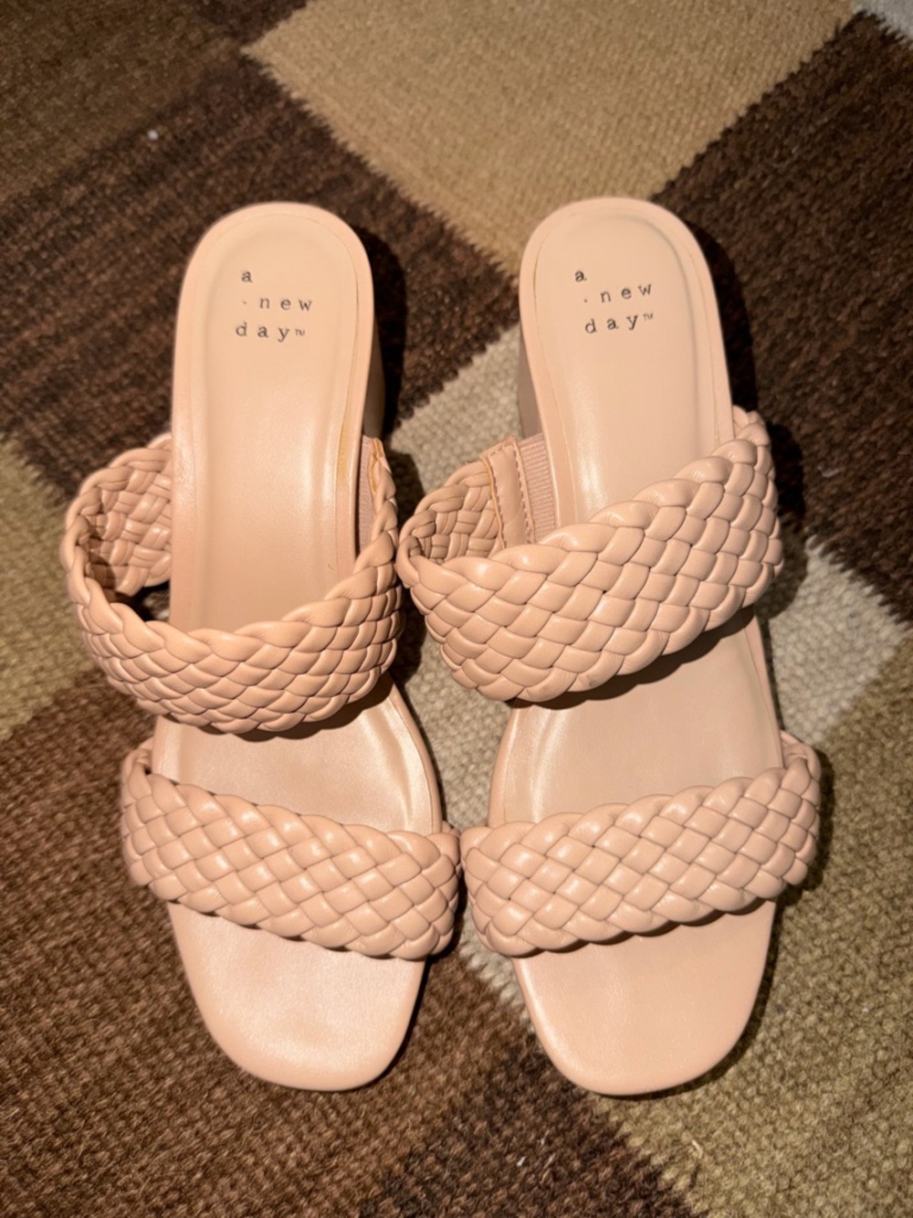 a new day Braided Double-Strap Slide heels in Blush Pink